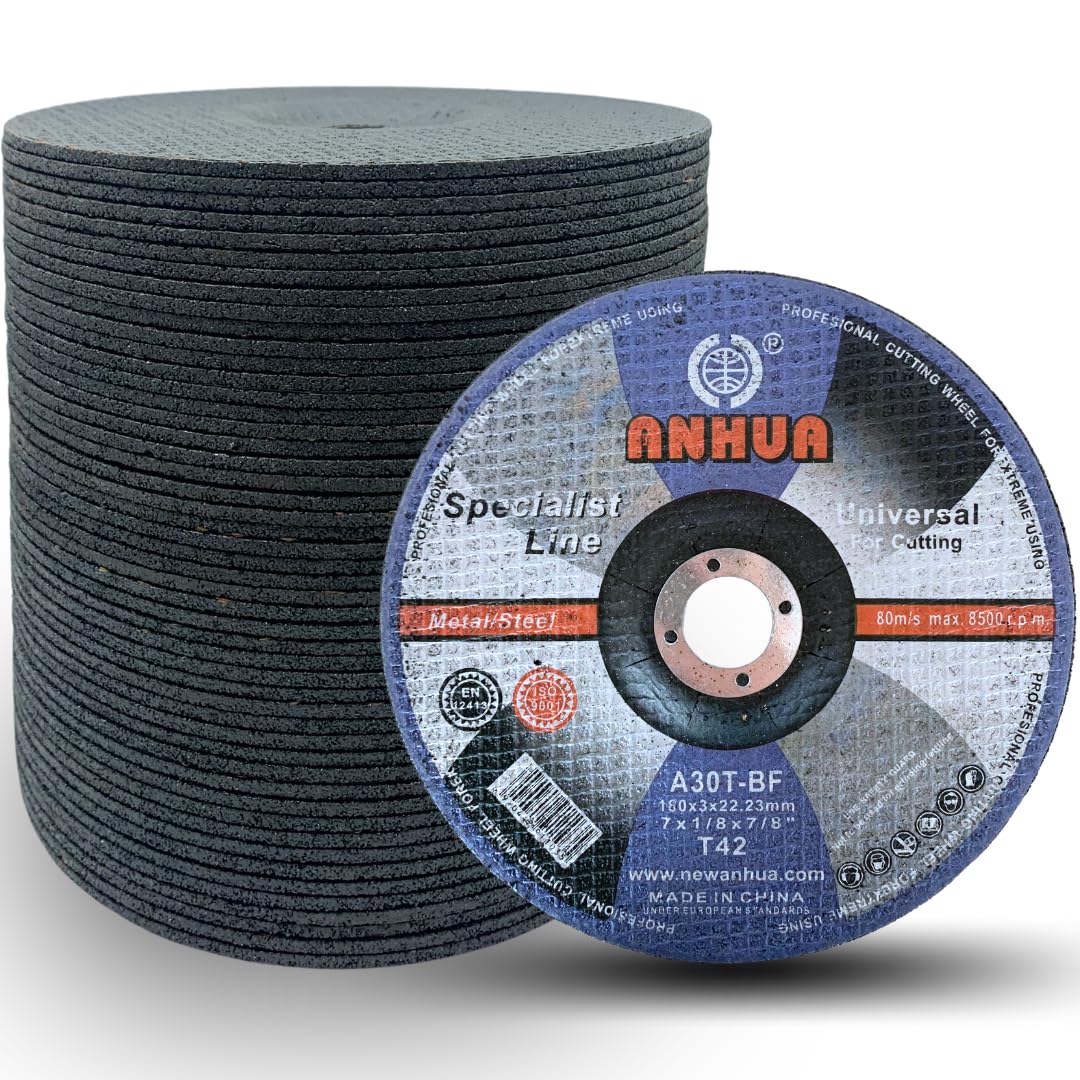 Whitby Abrasives 7 inch depressed center cutting discs for metal, 50 pack