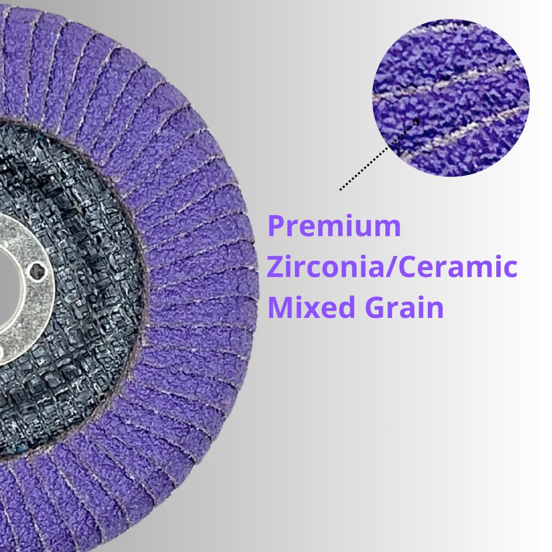 WA 5 discos de láminas de circonio/cerámica con borde semicurvo de 4" x 7/8" para soldadura de filete