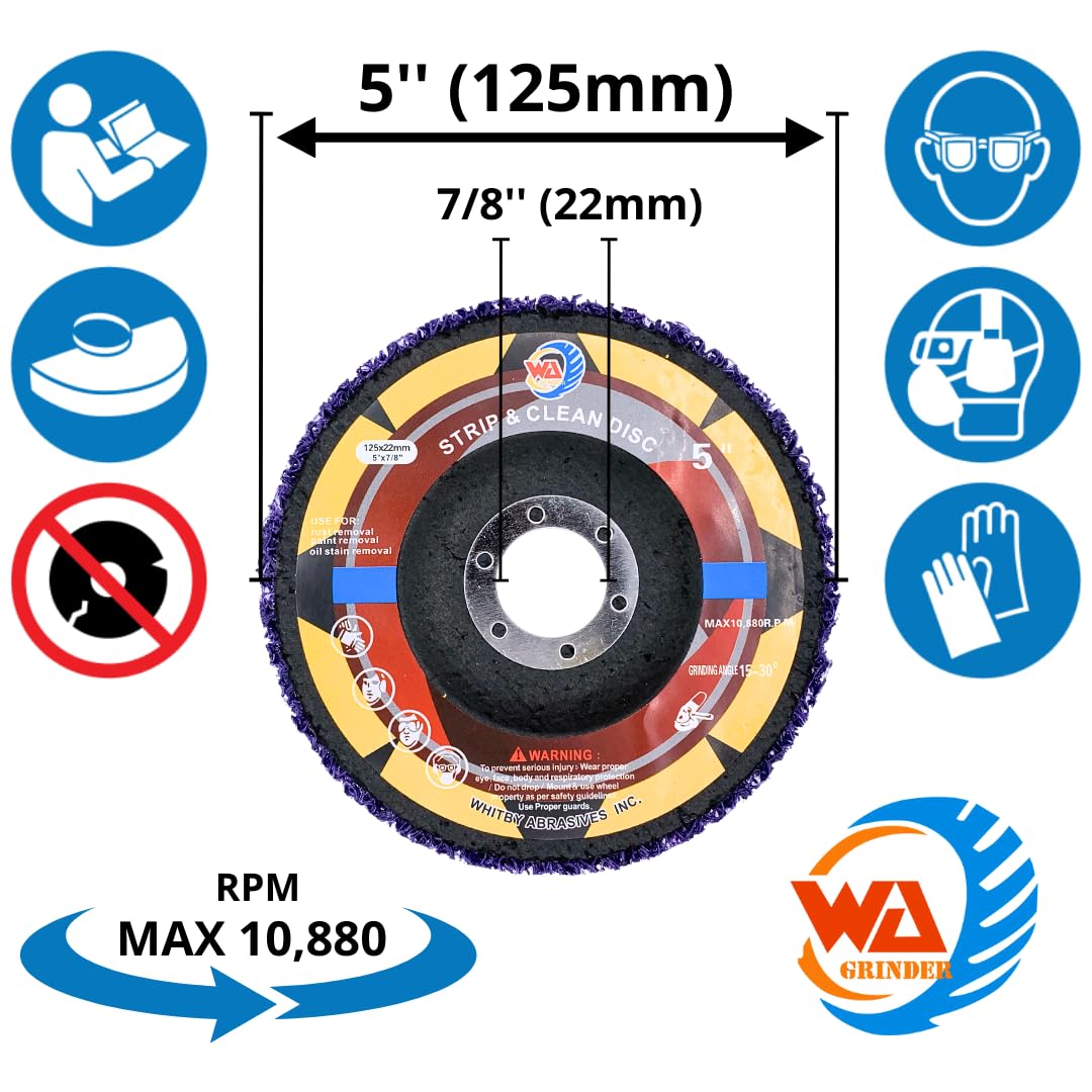 5 PACK 5" Strip & Clean Discs for Angle Grinder