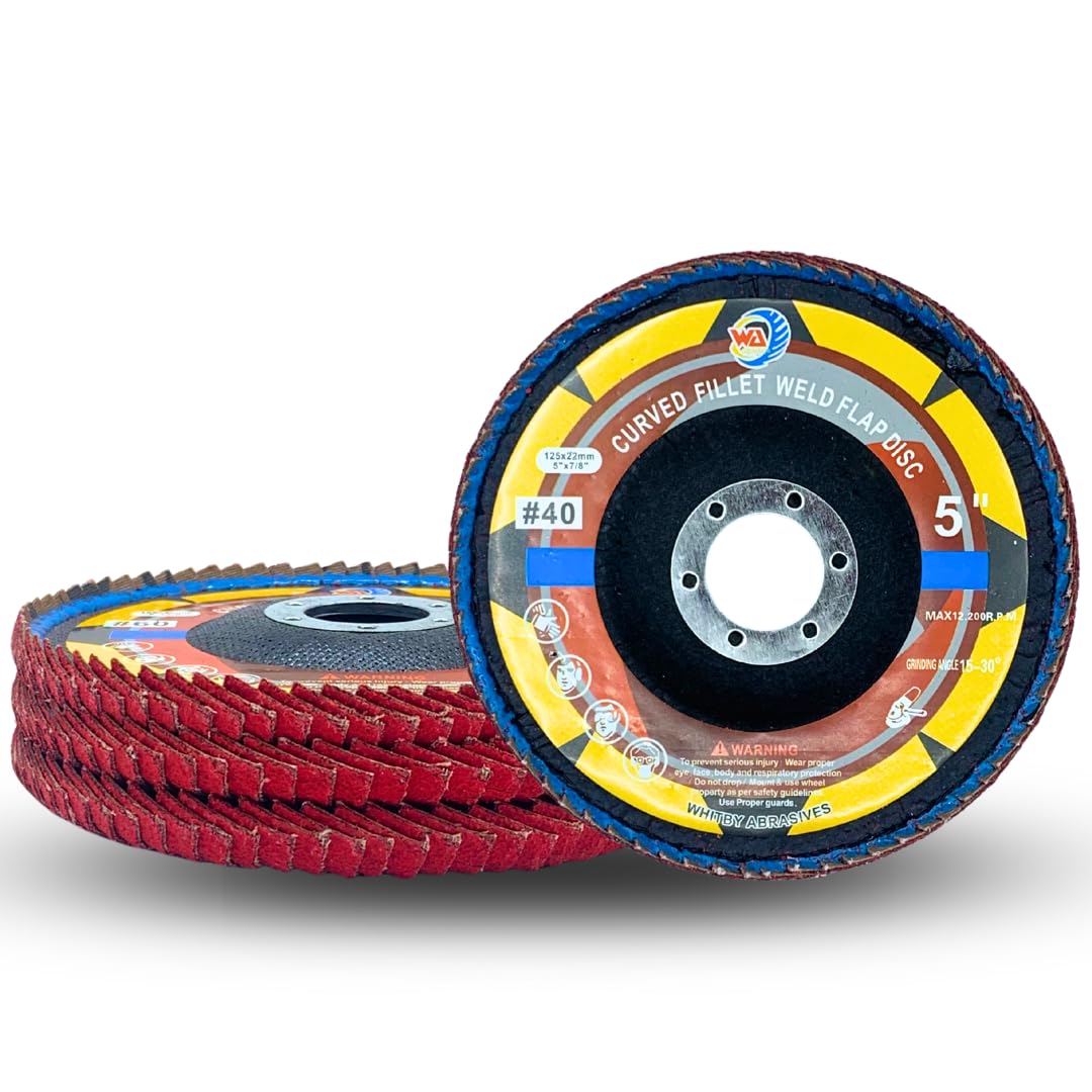Whitby Abrasives 5 inch 40 grit curved edge ceramic flap discs, 3 pack