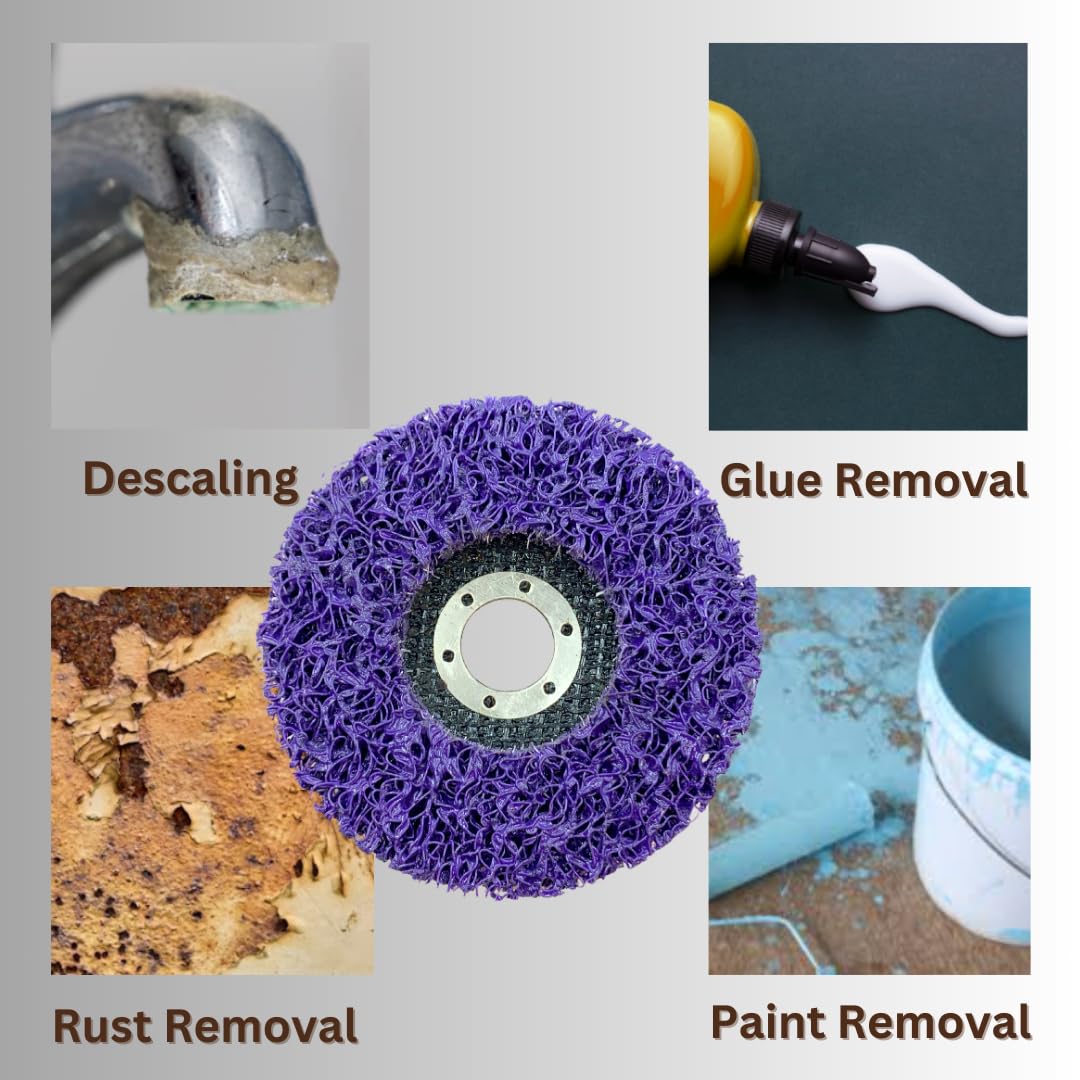WA 5PCS - Discos para Decapar y Limpiar de 4 1/2" para Amoladora Angular, Disco Morado de Fácil Decapado, Tratamiento de Superficies de Alta Resistencia, Eliminación de Óxido, Pintura, Pegamento, Descalcificación (Grueso), 4 1/2" x 7/8", RPM MÁX 11,000