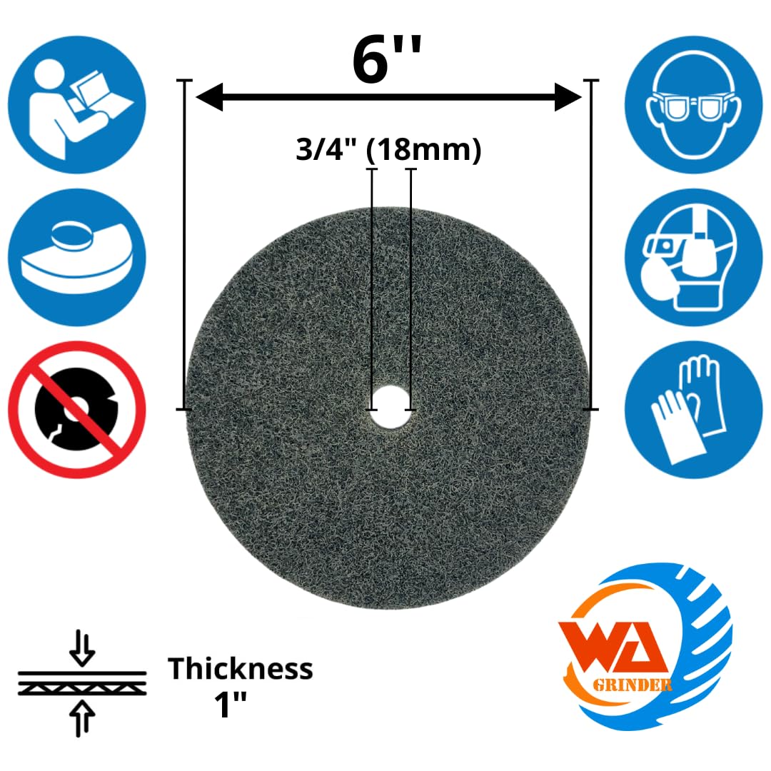 Rueda de banco de fibra de nailon de 6", grano 240, para pulido y desbaste
