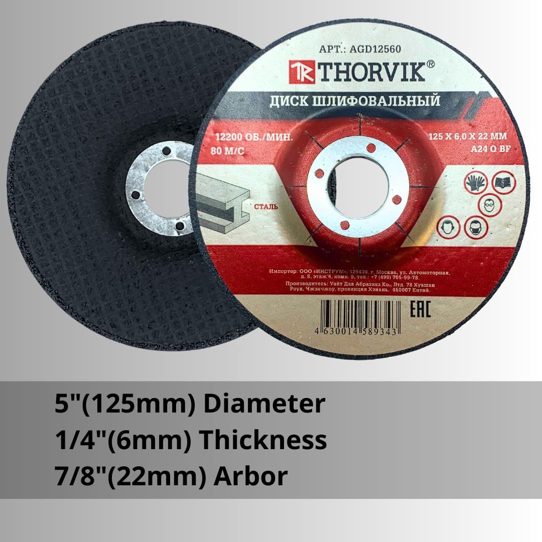 25 PIÈCES - Disque à meuler à moyeu déporté 5''x1/4''x7/8'' pour meuleuse d'angle, disque à tronçonner pour le travail du métal, diamètre 5 pouces, épaisseur 1/4 pouce, alésage 7/8 pouce
