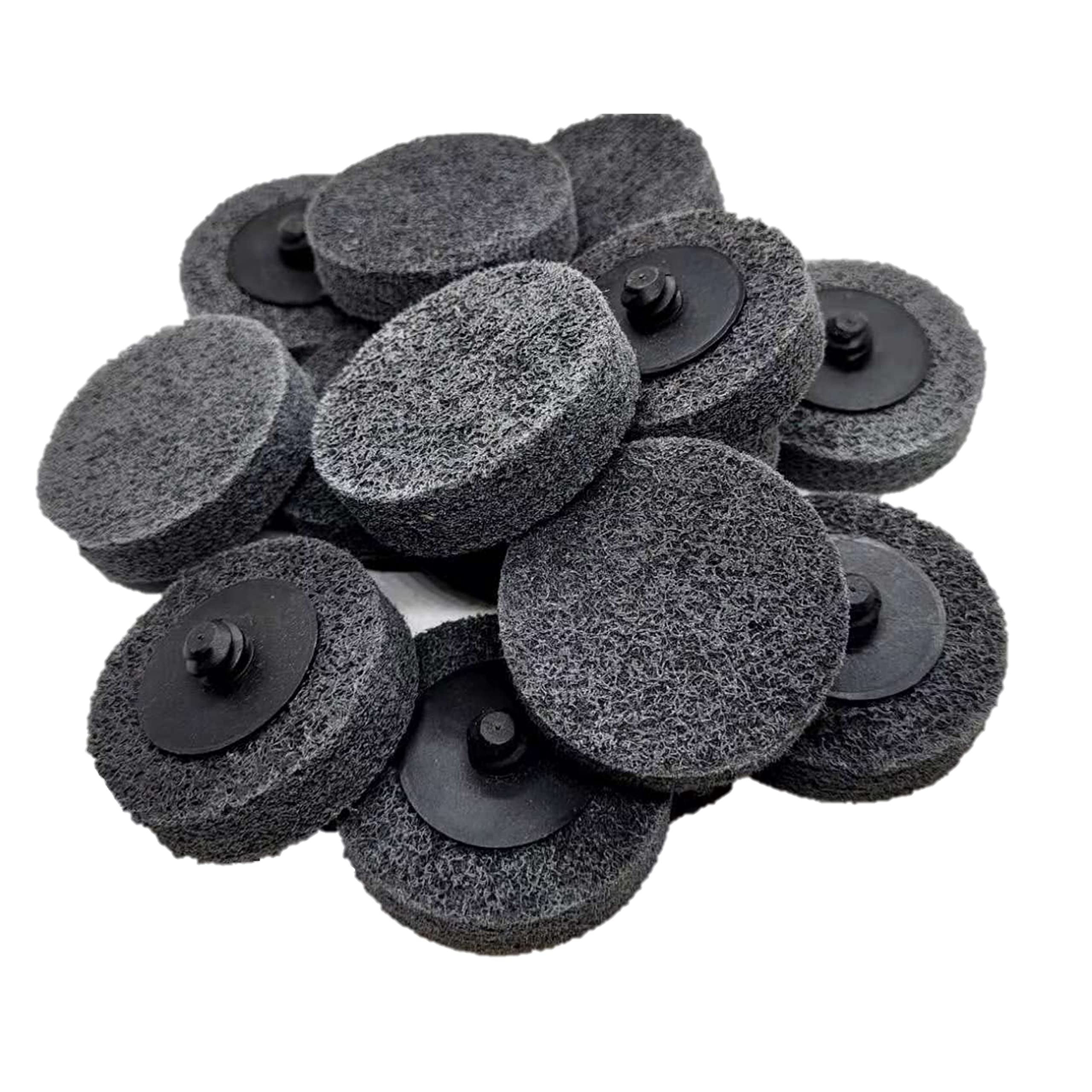 WA GRINDER 12 PIÈCES - Disque à polir non tissé en carbure de silicium à changement rapide de 2 pouces, disque de préparation de surface en fibre de nylon, ébavurage, nettoyage et polissage, utilisation sur meuleuse droite, grain fin (gris)