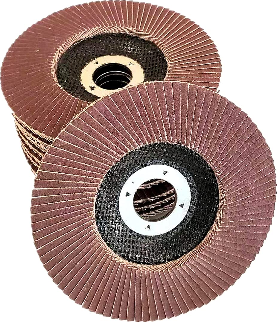 WA 10PACK - Disques à lamelles 5" x 7/8" en oxyde d'aluminium calciné de qualité industrielle 60# Disques de ponçage pour meuleuse d'angle Coupe agressive, pour métal, bois et acier inoxydable, T29 (GRAIN 60)