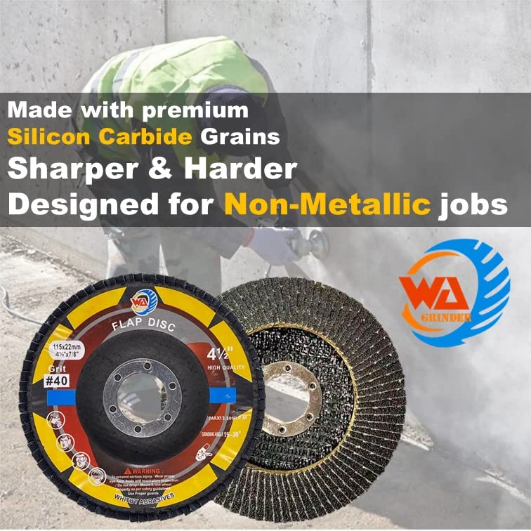 10 PACK 4 1/2" x 7/8" Masonry Silicon Carbide Flap Disc Angle Grinder for Non-Metallic Marble