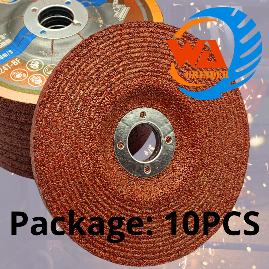 PAQUETE DE 10 DISCOS DE AMOLADORA WA - Disco de desbaste con centro deprimido de 4" x 1/4" x 5/8" para amoladora angular, disco de desbaste para metalistería de 4 pulgadas de diámetro, 1/4 de pulgada de grosor, eje de 5/8 de pulgada (rojo)