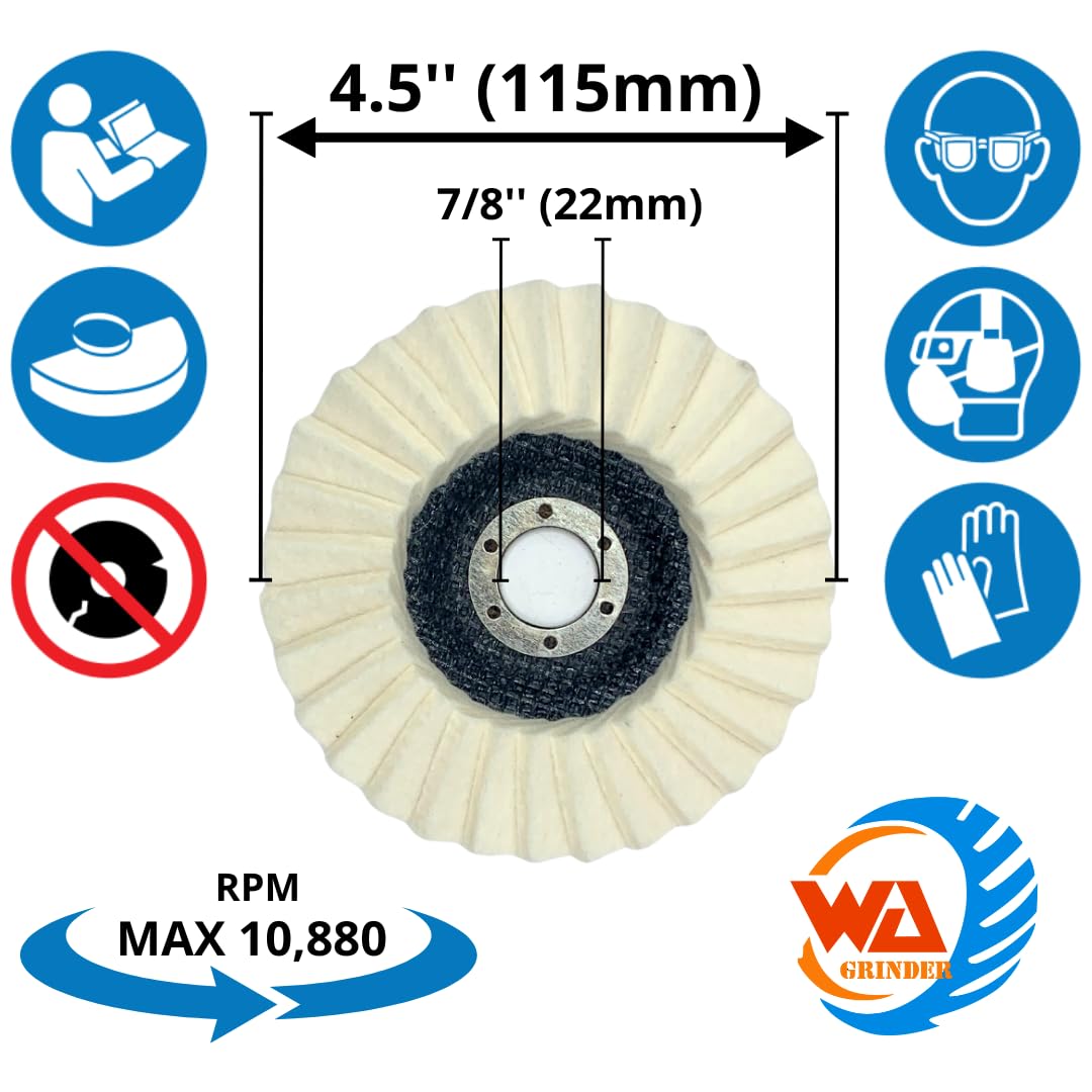 5 PACK Wool Felt Flap Discs for Polishing & Finishing