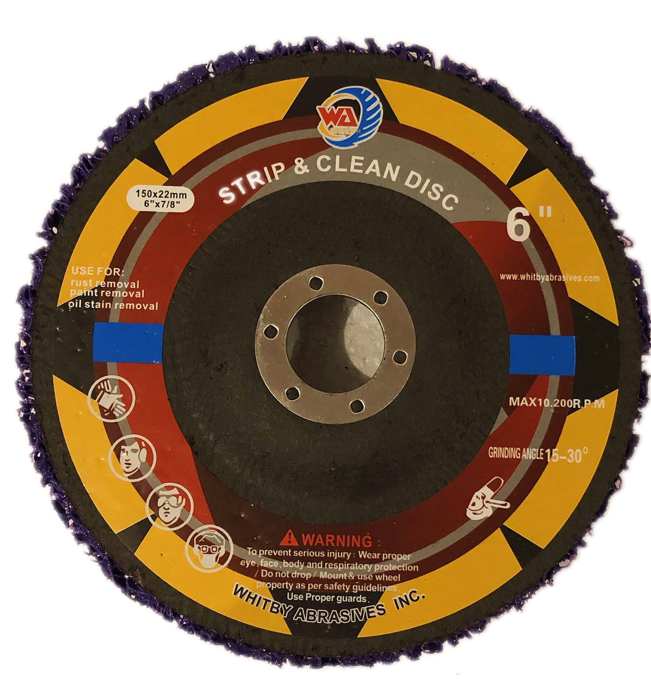Disques à décaper et nettoyer WA 6", disque à décaper facile violet pour meuleuse d'angle, traitement de surface robuste, élimination de la rouille, de la peinture, de la colle, du détartrage (grossier), tr/min 10 200
