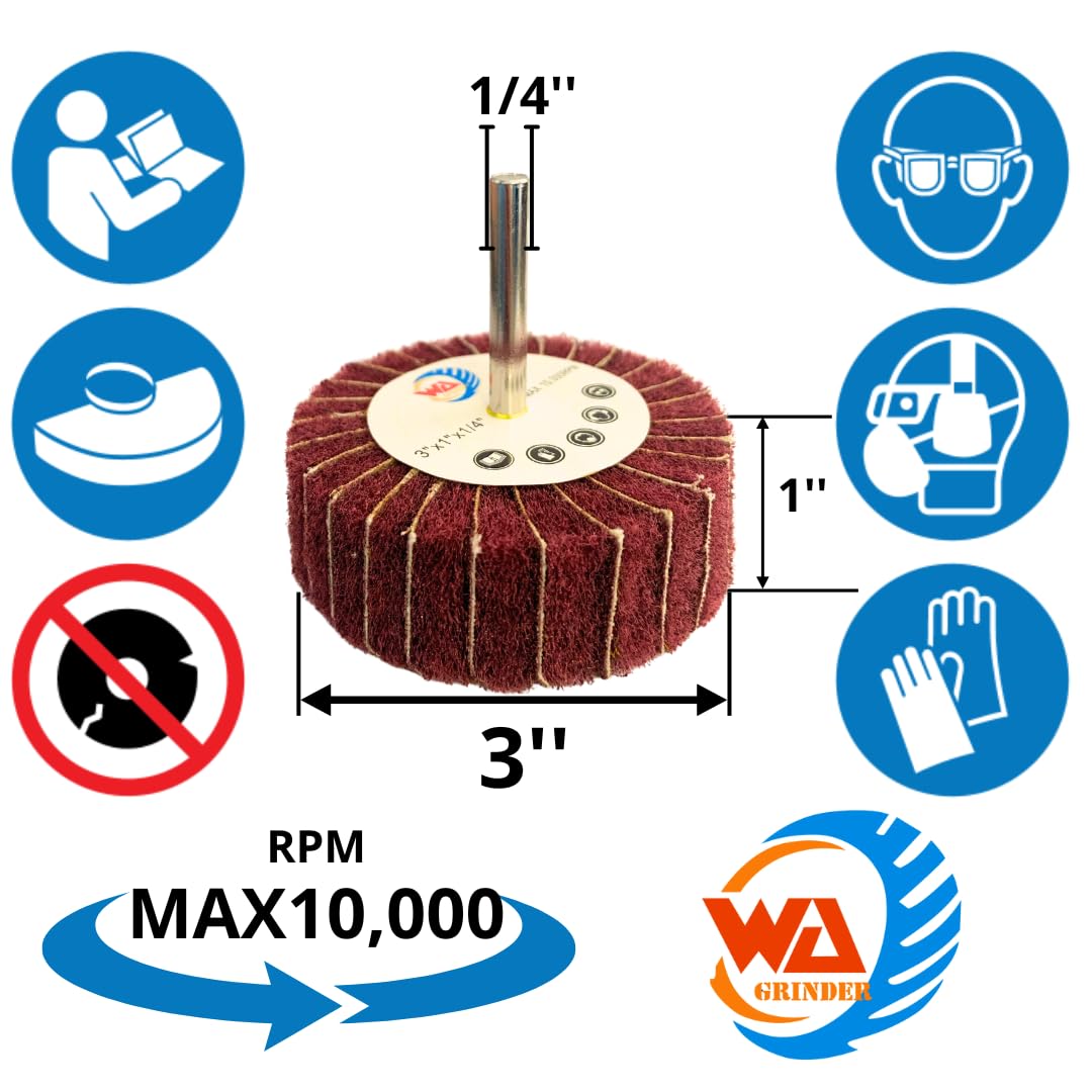 5 PACK 3" Interleaf Shank Mounted Flap Wheels with 1/4" Shank