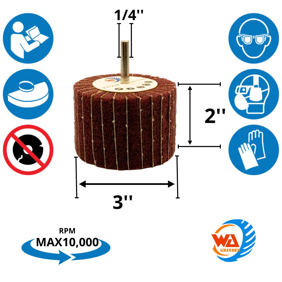 Whitby Abrasives 3 inch interleaf mounted flap wheels with 1/4 inch shank
