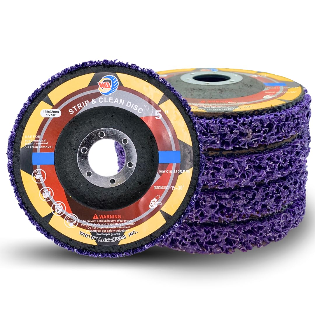 Whitby Abrasives 5 inch strip and clean discs for angle grinders, 5 pack