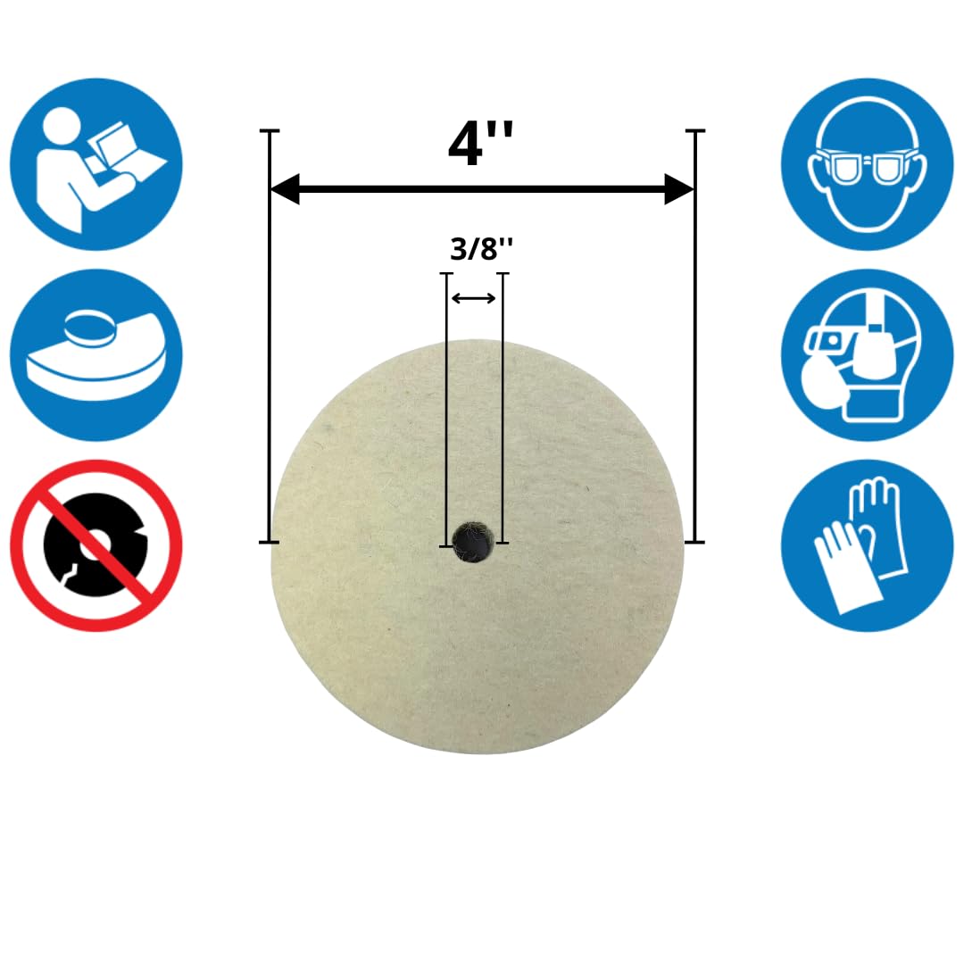 4" x 1" Wool Buffing Wheel, Compressed Fine Wool Felt