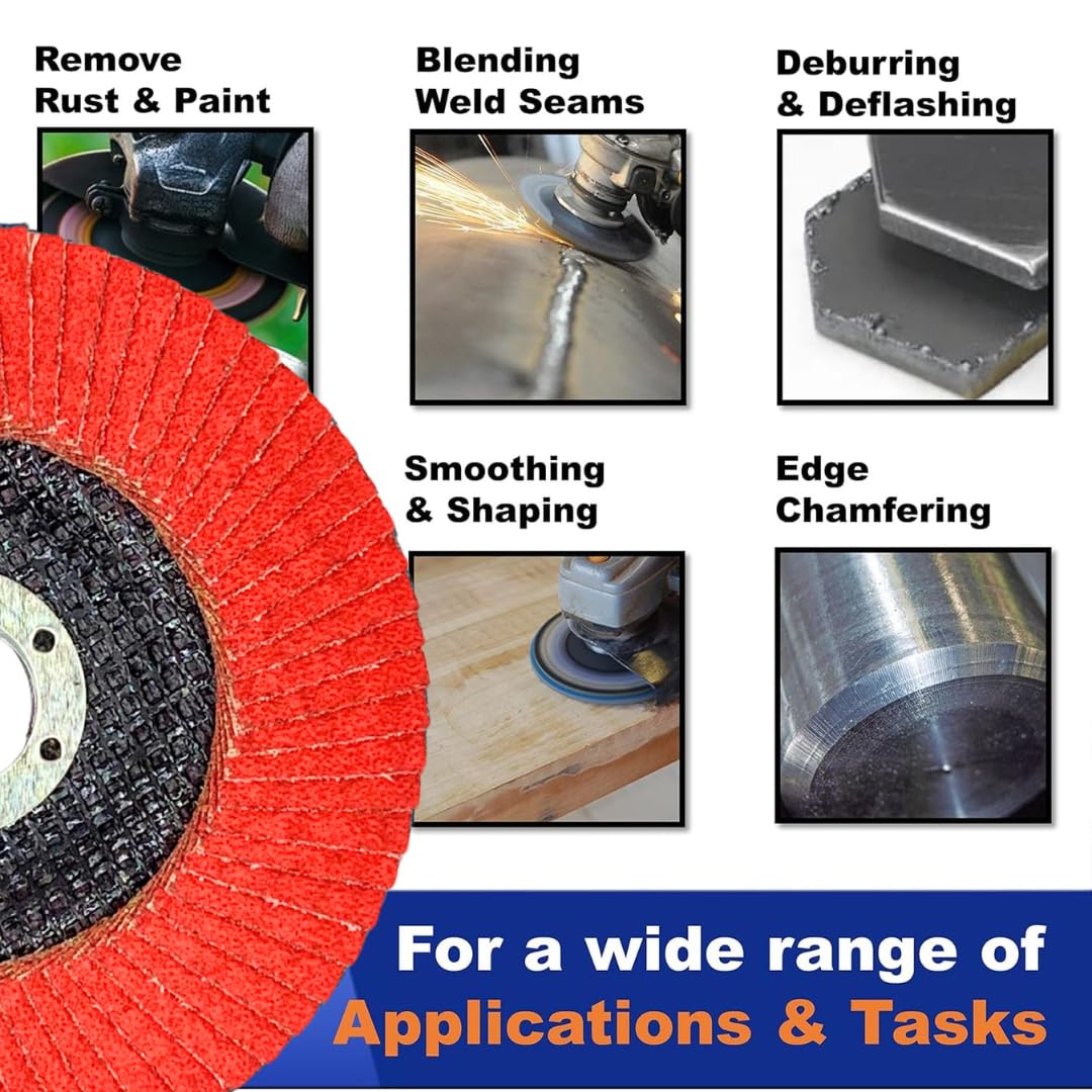 10 PACK 4-1/2" x 7/8" Ceramic Grain Flap Sanding Discs, 60 Grit