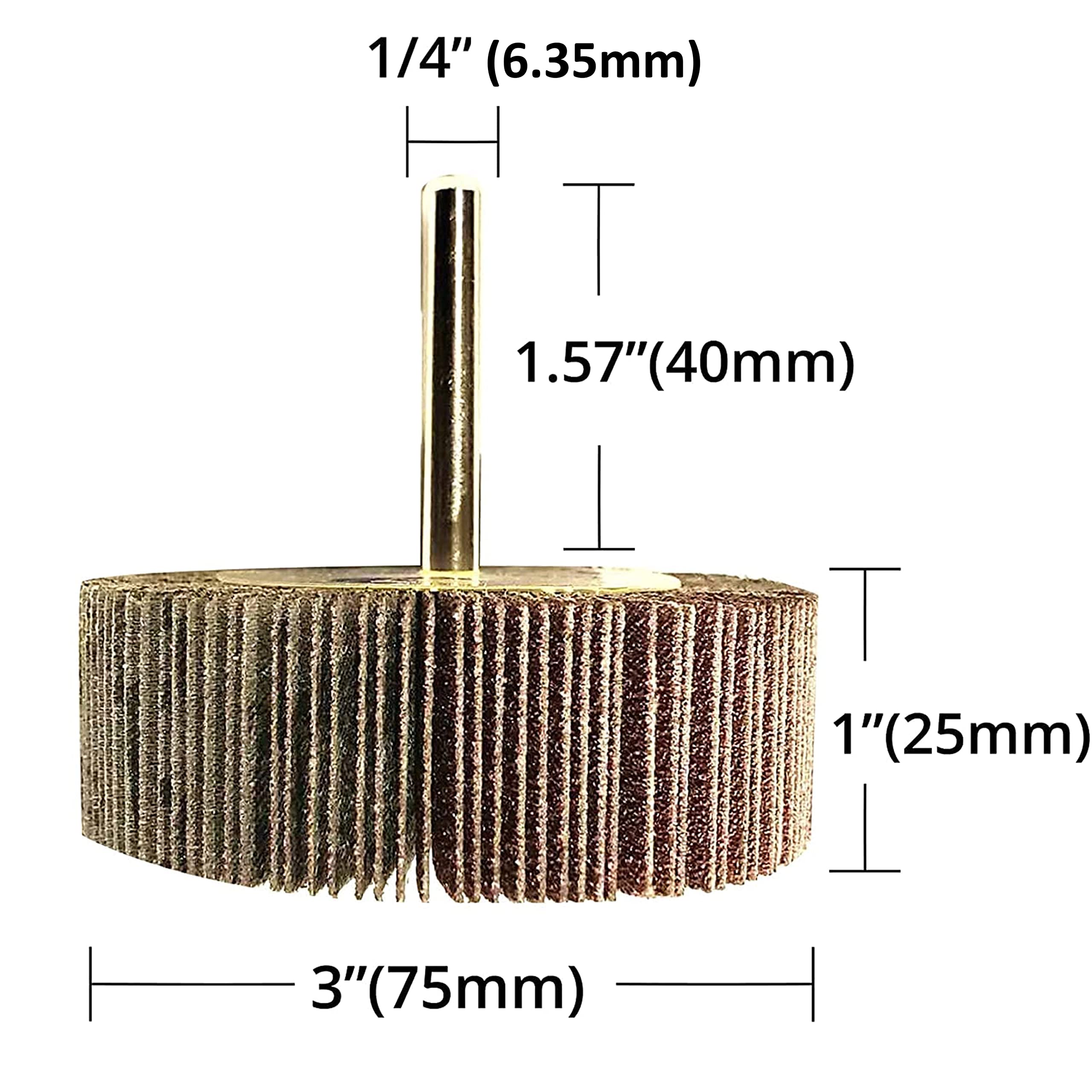WA 5PCS - Roues à lamelles montées en oxyde d'aluminium robustes de qualité industrielle haute performance de 3"x1"x1/4" avec tige de 1/4"