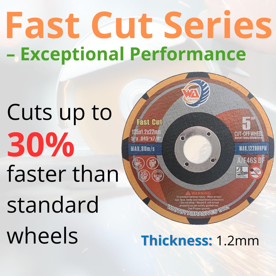 Whitby Abrasives FastCut thin cut-off wheels for metal and stainless steel, 25 pack