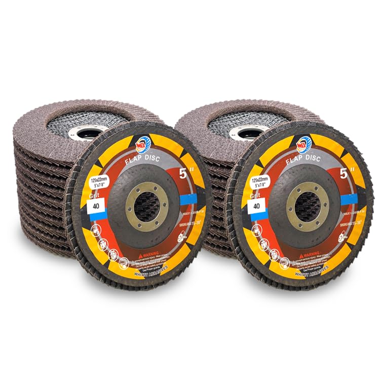 20 PACK 5" x 7/8" Calcined Alumina Flap Discs – Assorted 40/60/80 Grit