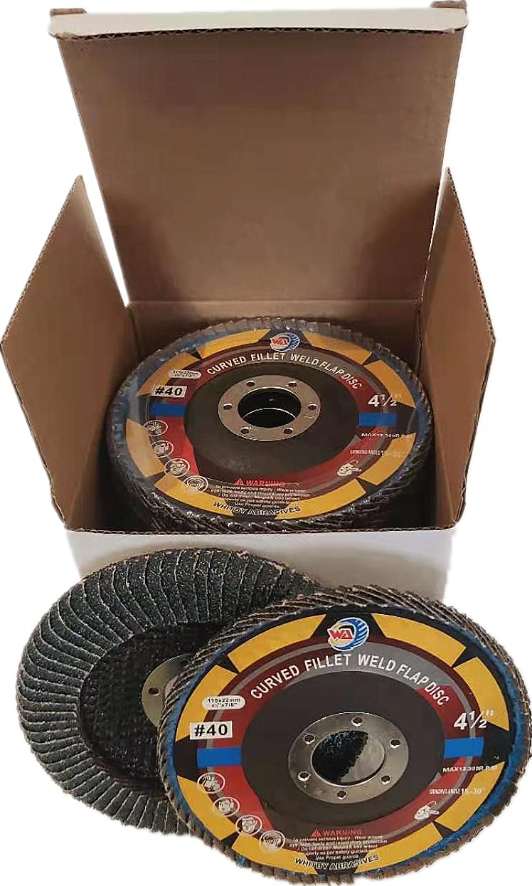 10 PACK 4-1/2" x 7/8" Curved Edge VSM Zirconia Flap Discs, 40 Grit