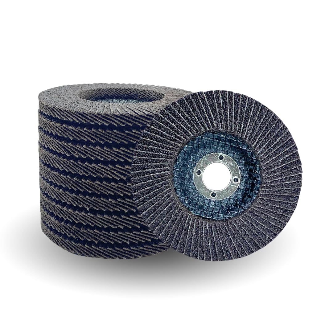 Paquet de 10 - Disques à lamelles haute densité 4" x 5/8" en alumine calcinée grain 40#/60#/80# pour métaux/acier inoxydable/bois