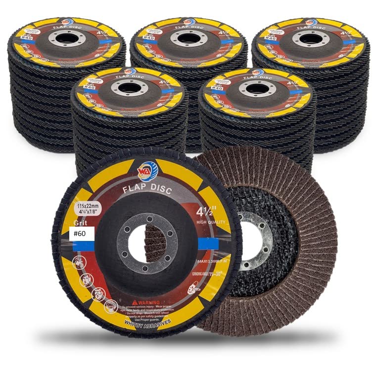 WA 50 unidades - Discos de láminas de alúmina calcinada de alta densidad de 4 1/2" x 7/8" para metal/acero inoxidable/madera T29