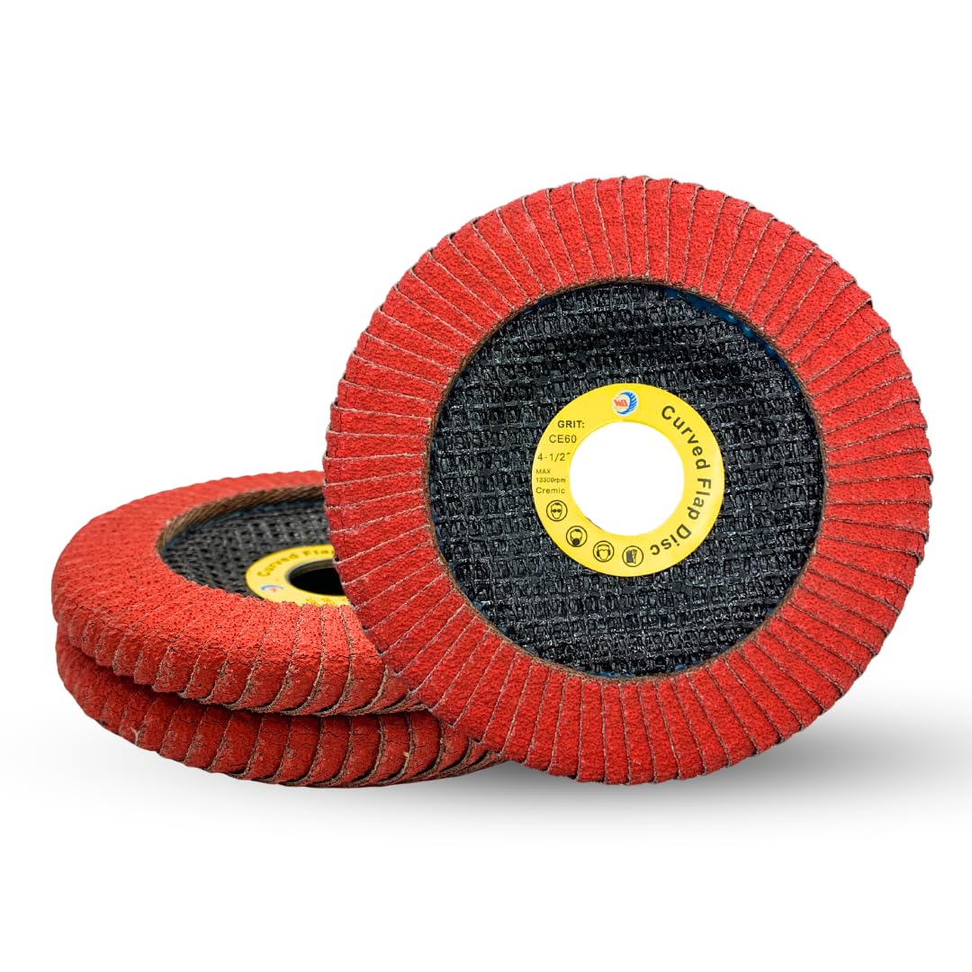 Whitby Abrasives 4-1/2 inch 60 grit curved edge ceramic flap discs, 3 pack