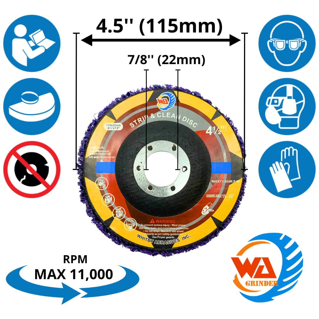 5 PACK 4 1/2" Strip & Clean Discs for Angle Grinder
