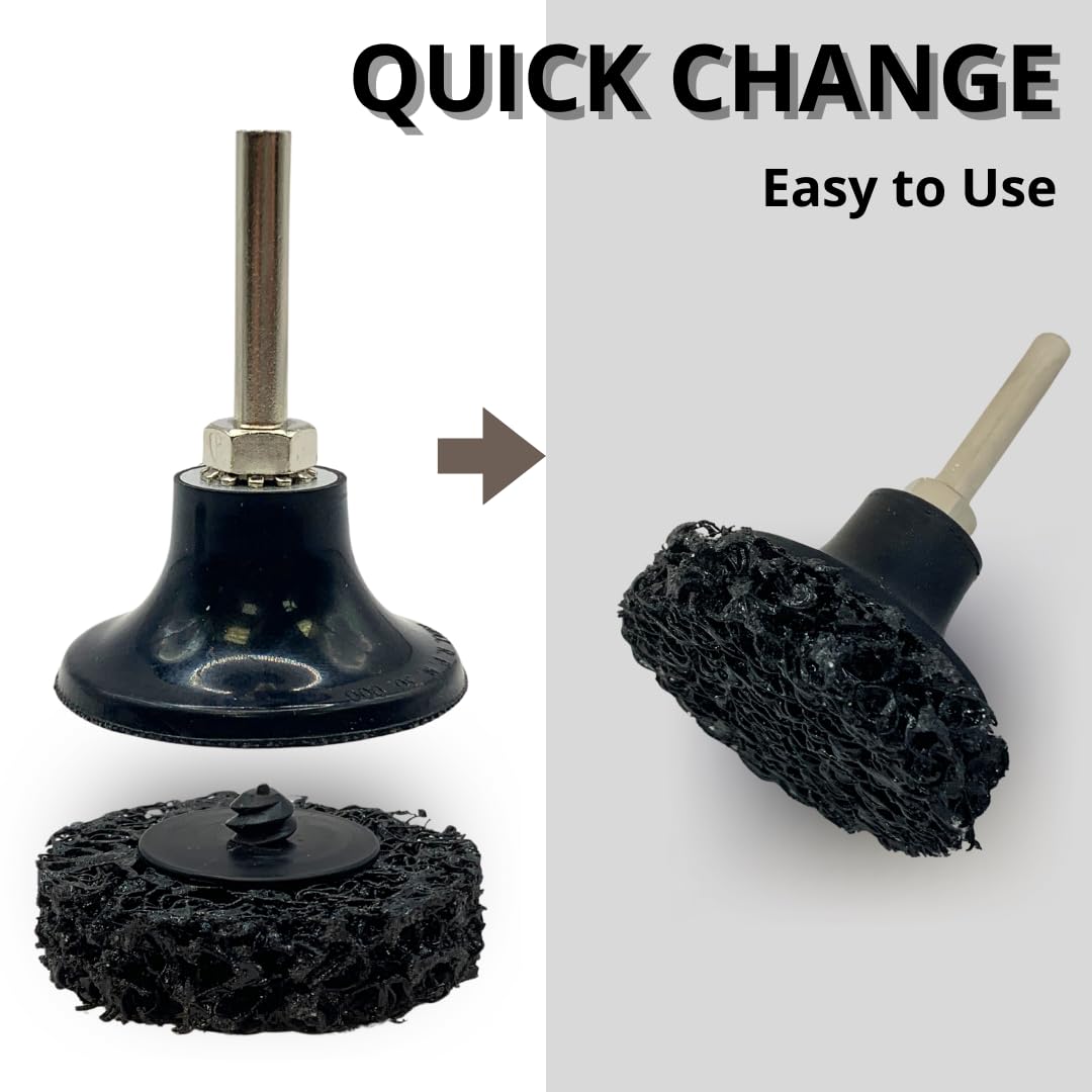 PAQUETE DE 12 - Discos Mini de cambio rápido de 2" para lijar y limpiar, disco de fácil extracción negro para amoladora de troqueles, tratamiento de superficies, eliminación de óxido, pintura y pegamento, **13.000 RPM**, desincrustación (medio)