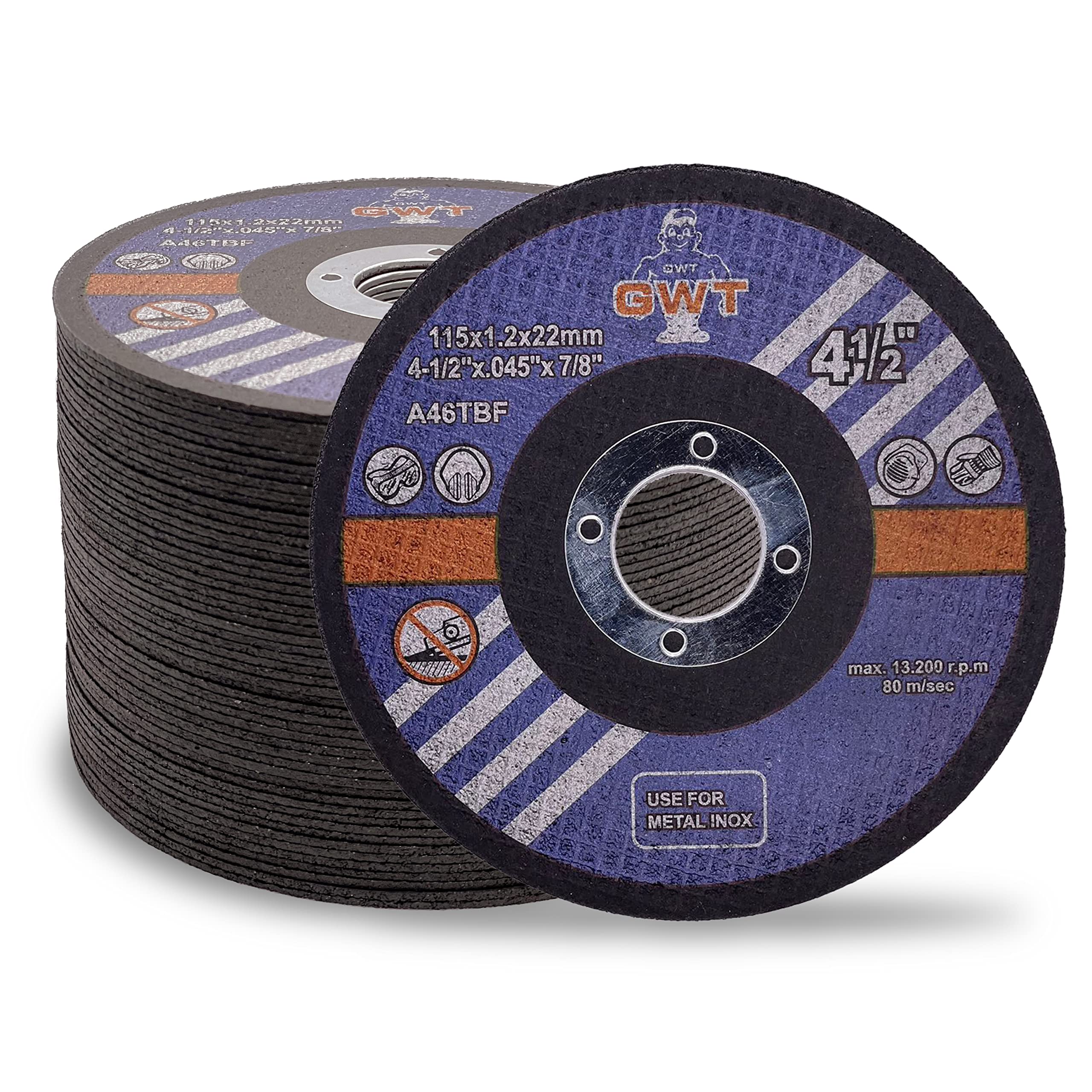 Whitby Abrasives 4-1/2 inch cutting wheels for metal and stainless steel, 50 pack