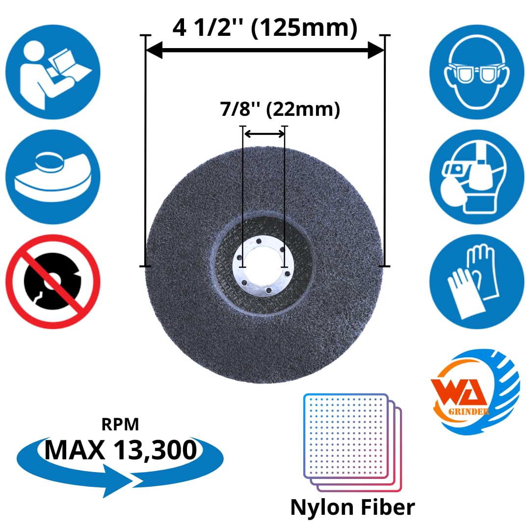 5 PACK 4 1/2" x 7/8" Nylon Fibre Flap Disc 240