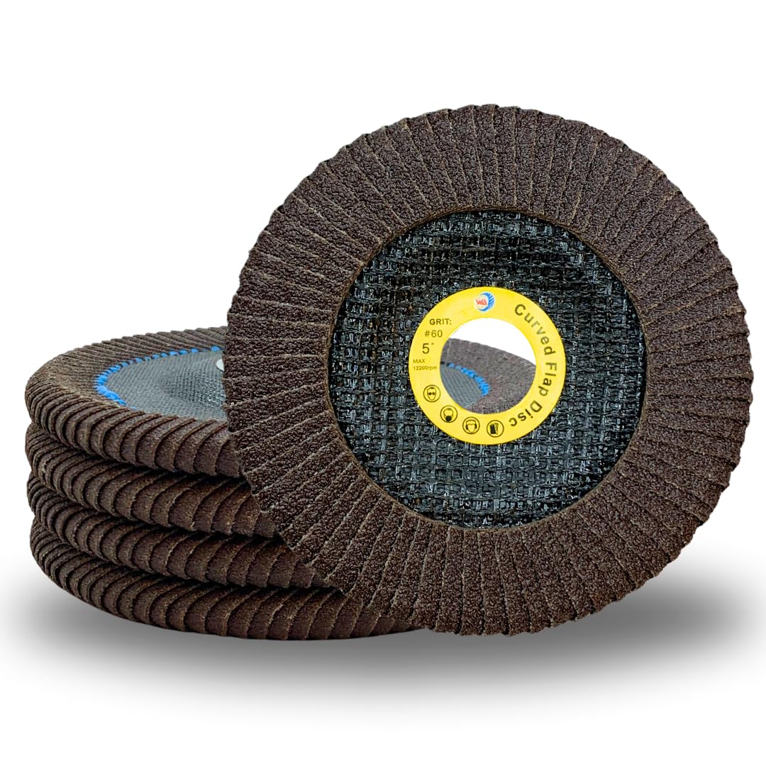 WA PAQUETE DE 5 - Disco de láminas de alúmina calcinada de borde curvo de 5" x 7/8"