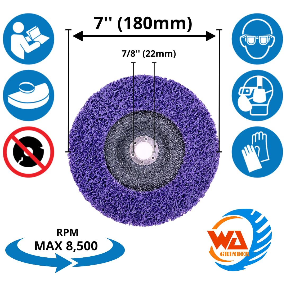 Whitby Abrasives 7-inch purple strip and clean disc for paint and rust removal on angle grinders