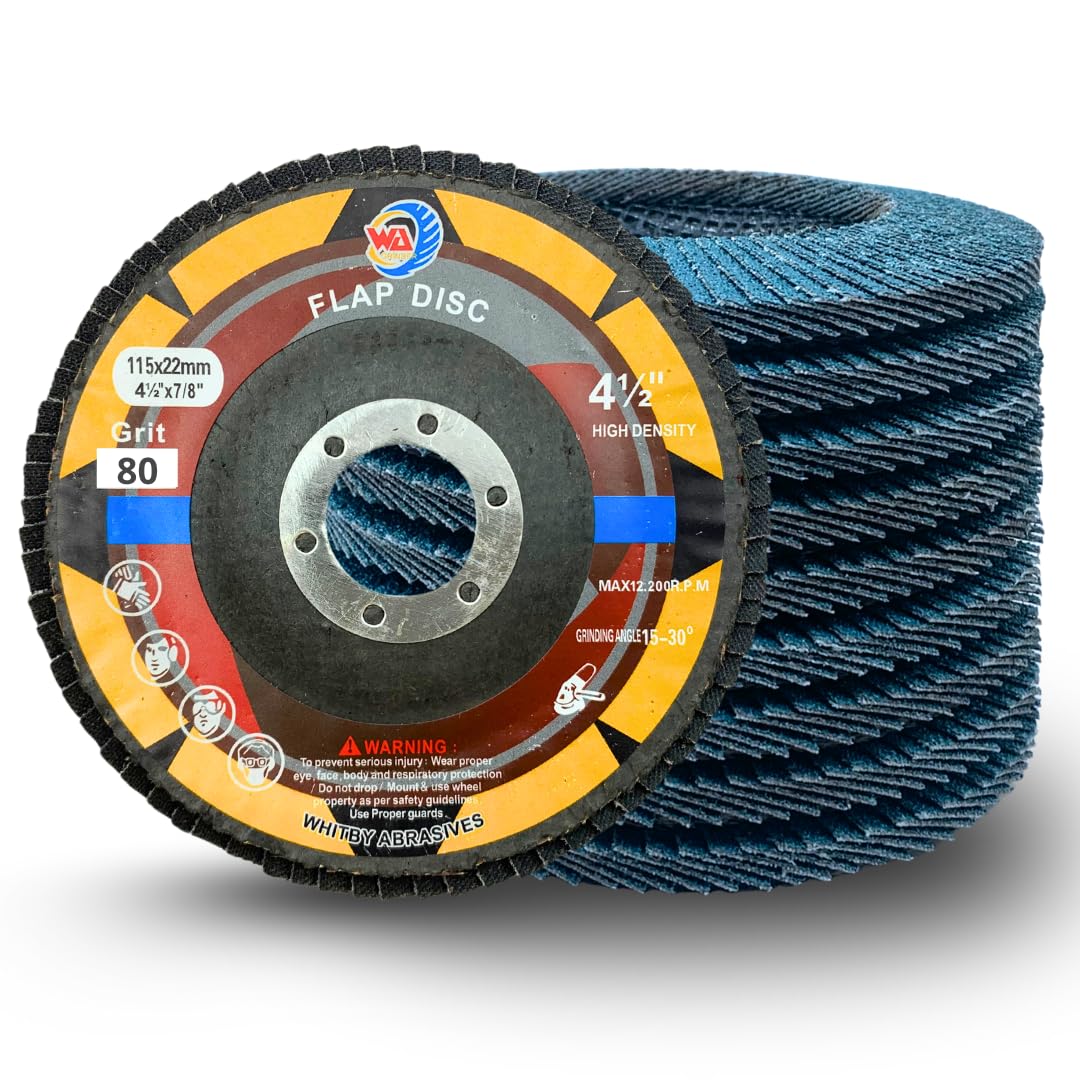 WA101R PAQUETE DE 10 - Discos de láminas de óxido de circonio de primera calidad de 4 1/2" x 7/8", grado industrial, discos de lijado para amoladoras angulares, discos abrasivos para acero inoxidable/metal, T29