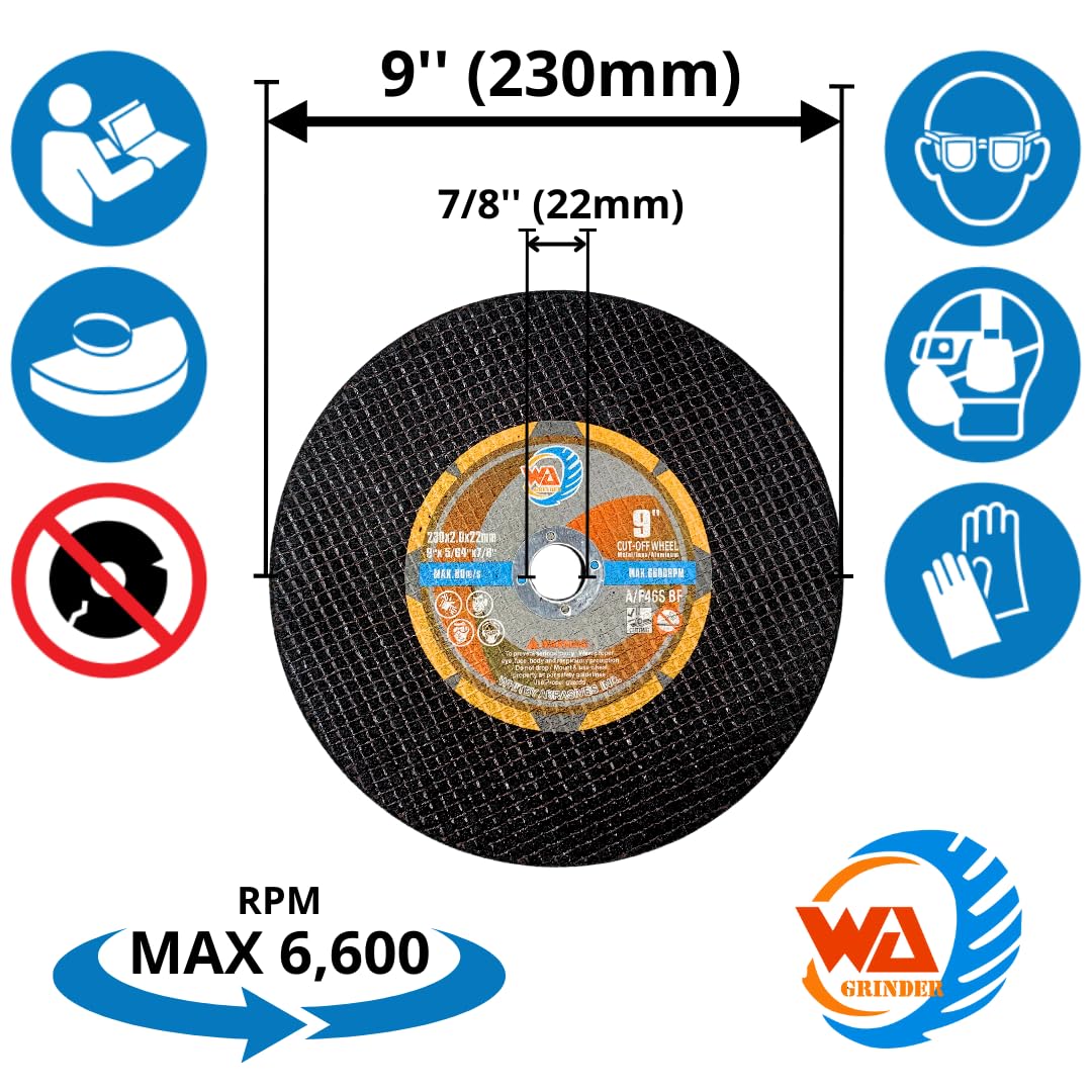 10 PACK 9" x 5/64 x7/8" Cutting Wheels for Metal & Stainless Steel