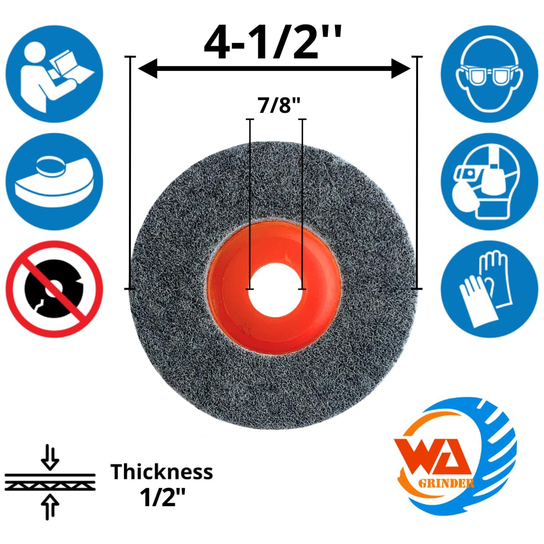 5 PACK 4-1/2" x 7/8" Nylon Fiber Polishing Discs, 240 Grit
