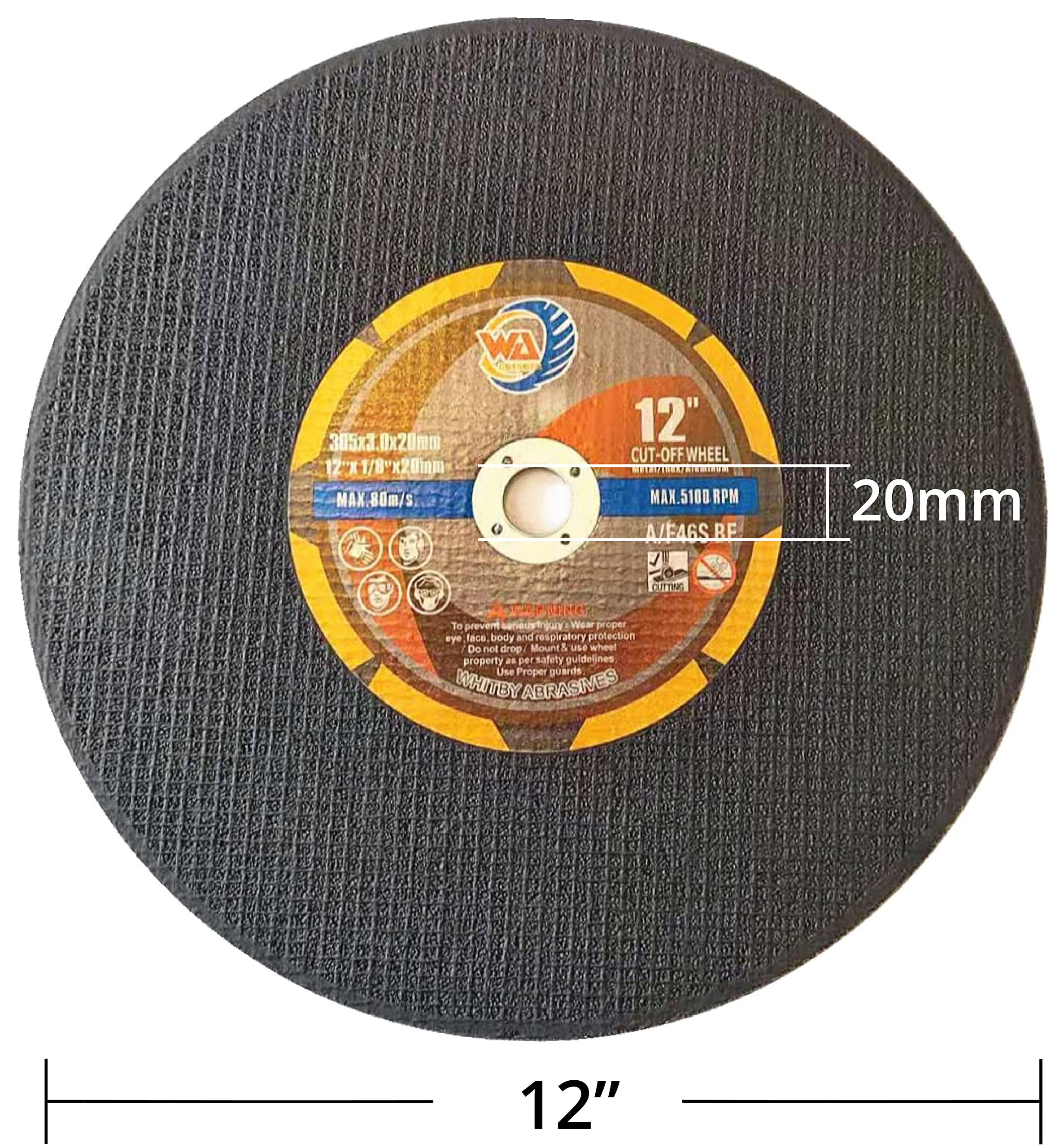 Disques à tronçonner 300 mm x 3,2 mm x 20 mm pour tronçonneuses, métal, acier doux et acier inoxydable…
