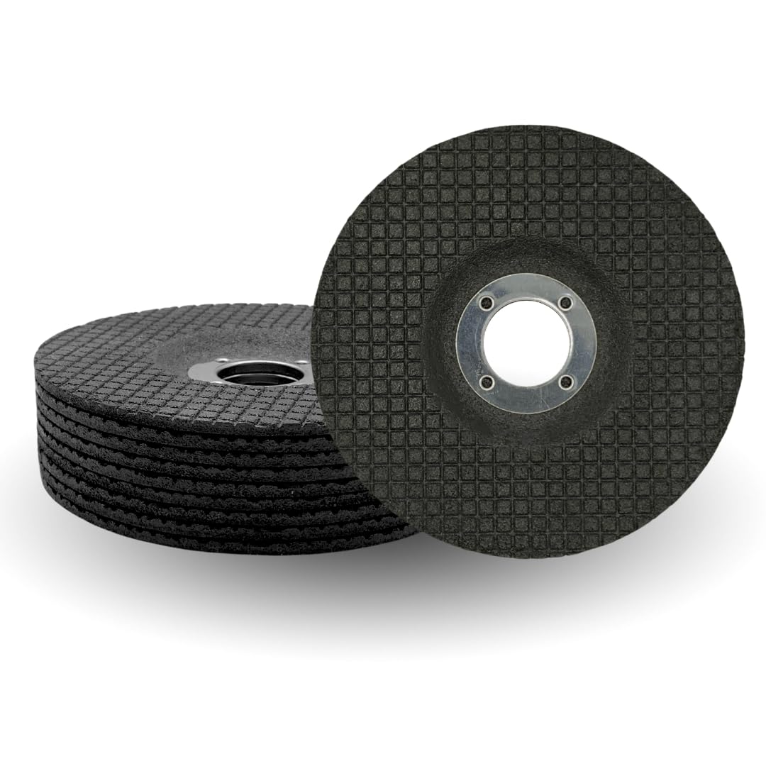 WA PAQUETE DE 10 - Disco de Desbaste Flexible de 5 pulgadas y 46 granos para Metal, Flexibilidad Única Activada por Calor, 5" de Diámetro, 1/8" de Espesor, Eje de 7/8", Centro Deprimido para Amoladora Angular, RPM MÁXIMAS 12200, Grano 46