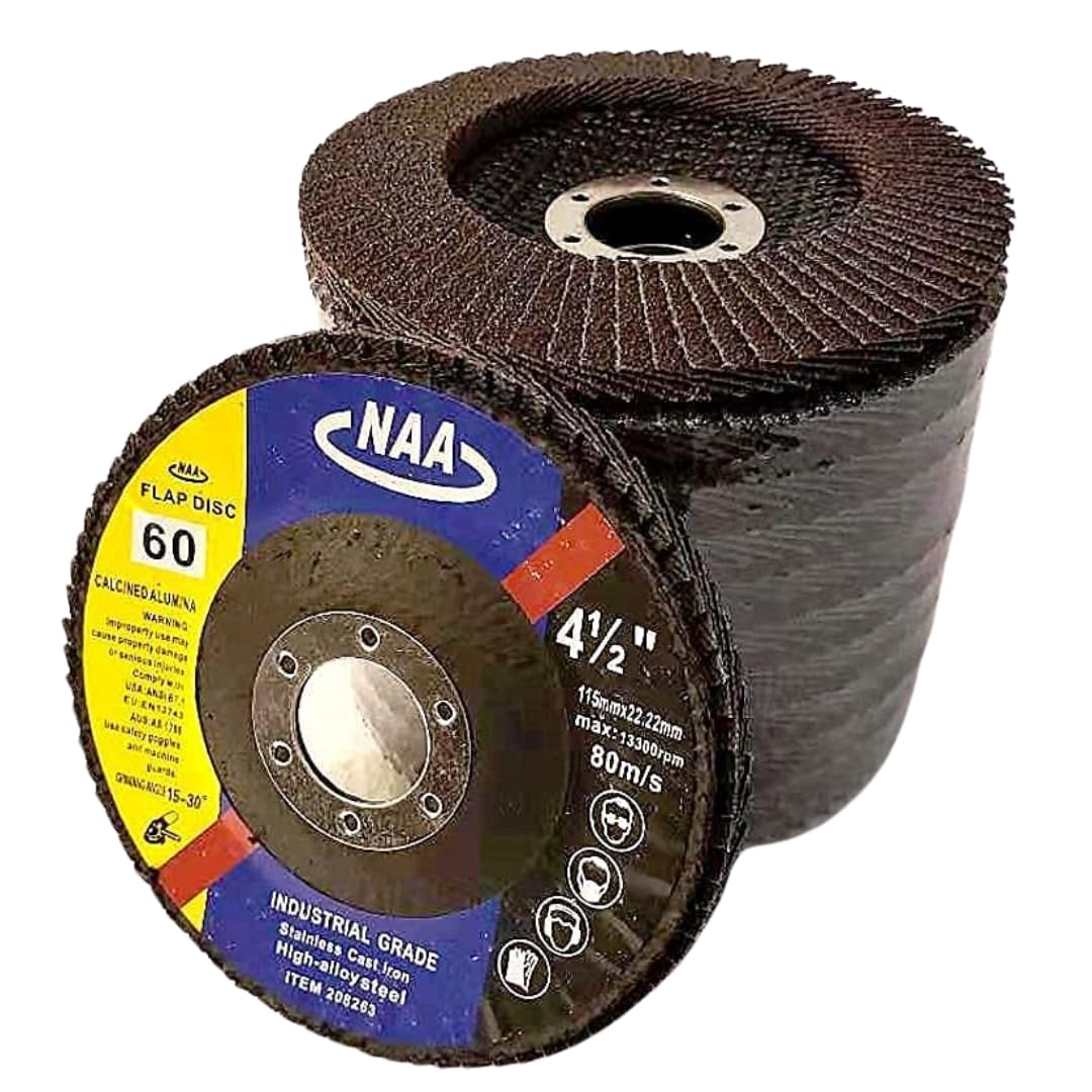 PAQUETE DE 10 - Discos de láminas de alúmina calcinada de 4 1/2" x 7/8" con grano 40#/60#/80# de alta densidad de grado industrial para metal/acero inoxidable/madera, biselados T29