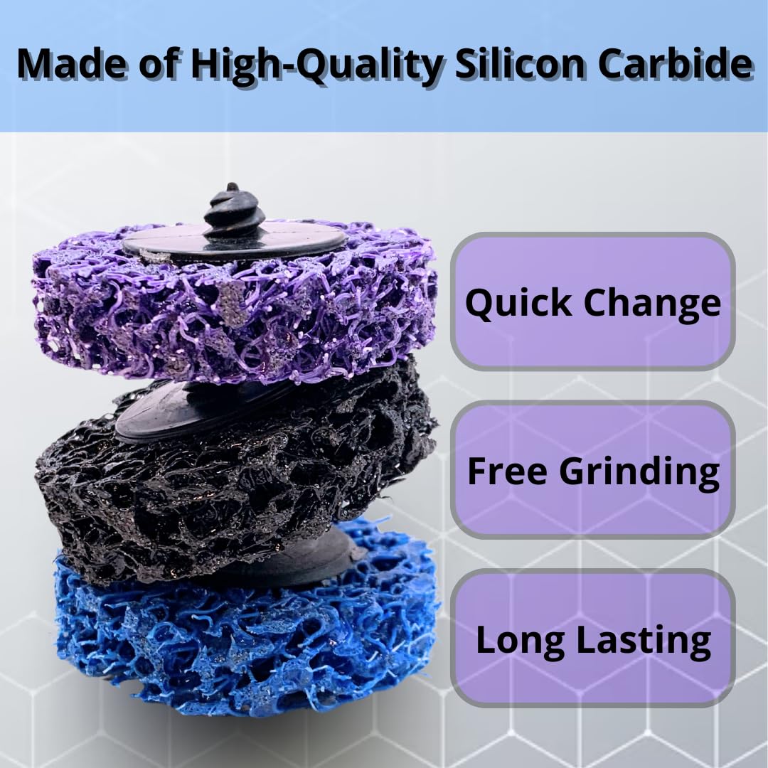 PAQUETE DE 12 - Discos Mini de cambio rápido de 2" para lijar y limpiar, disco de fácil extracción negro para amoladora de troqueles, tratamiento de superficies, eliminación de óxido, pintura y pegamento, **13.000 RPM**, desincrustación (medio)