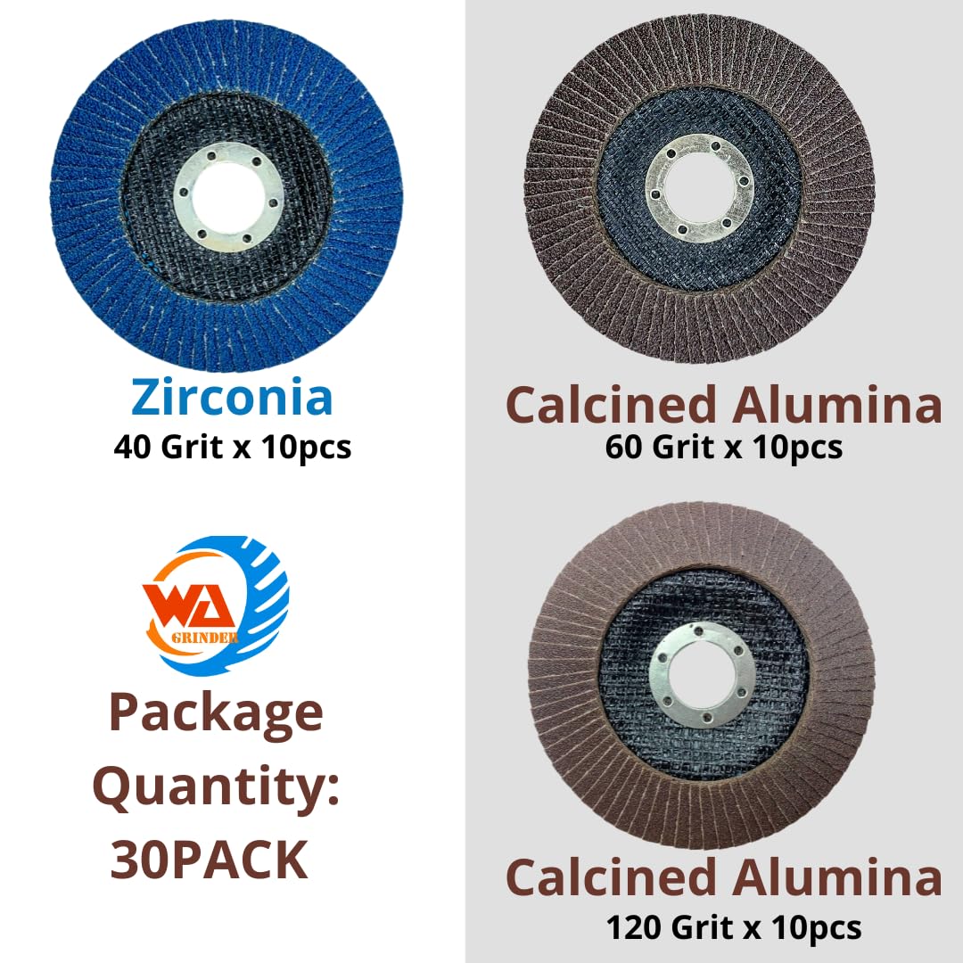 30 PACK 5" Flap Discs – Assorted Grit Zirconia & Aluminum Oxide