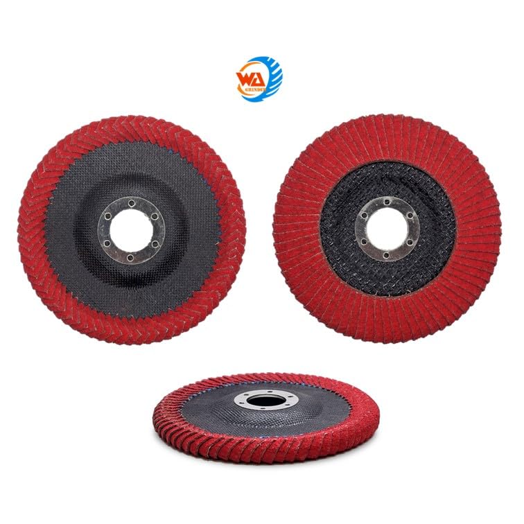 WA 3PC - Disco de lijado con aletas de cerámica VSM de 4 1/2" x 7/8" de borde curvo 60# para soldadura de filete, muela abrasiva para amoladora angular de metal/acero inoxidable/madera de 4 1/2 pulgadas, grano 60