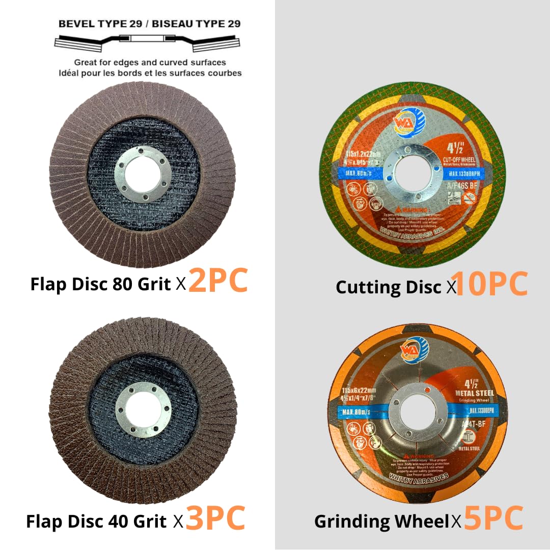 20 PACK 4 1/2" Grinding & Cutting Wheels Combo Set