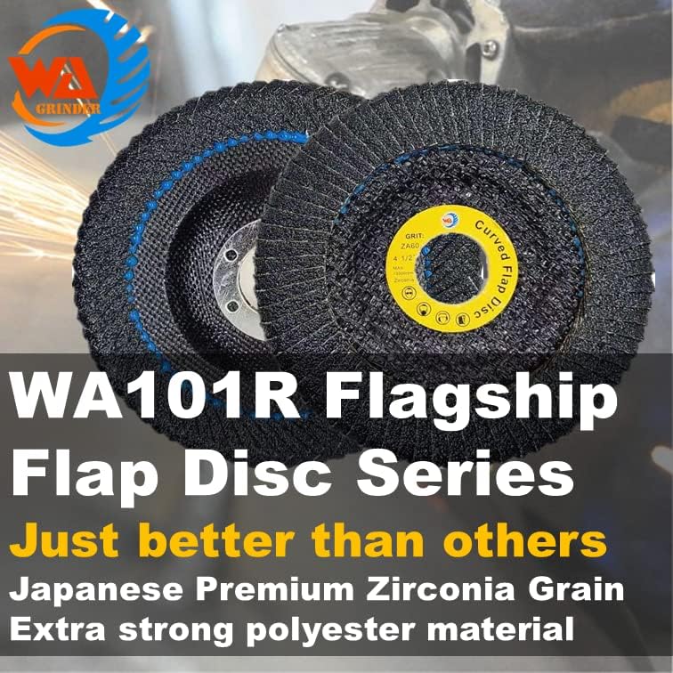 WA 5PCS-4 1/2" x 7/8" Discos de Láminas de Zirconia para Soldadura de Filete de Borde Curvo