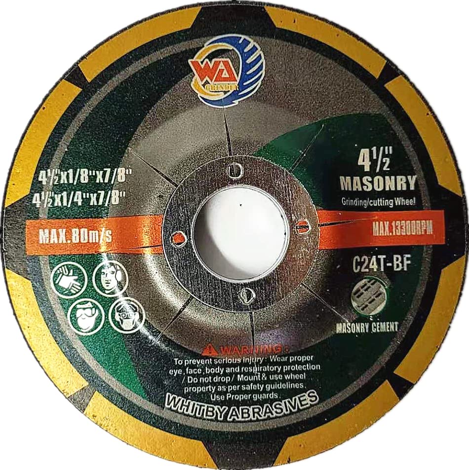 5 PACK 4-1/2" x 1/4" x 7/8" Concrete & Masonry Grinding Wheel
