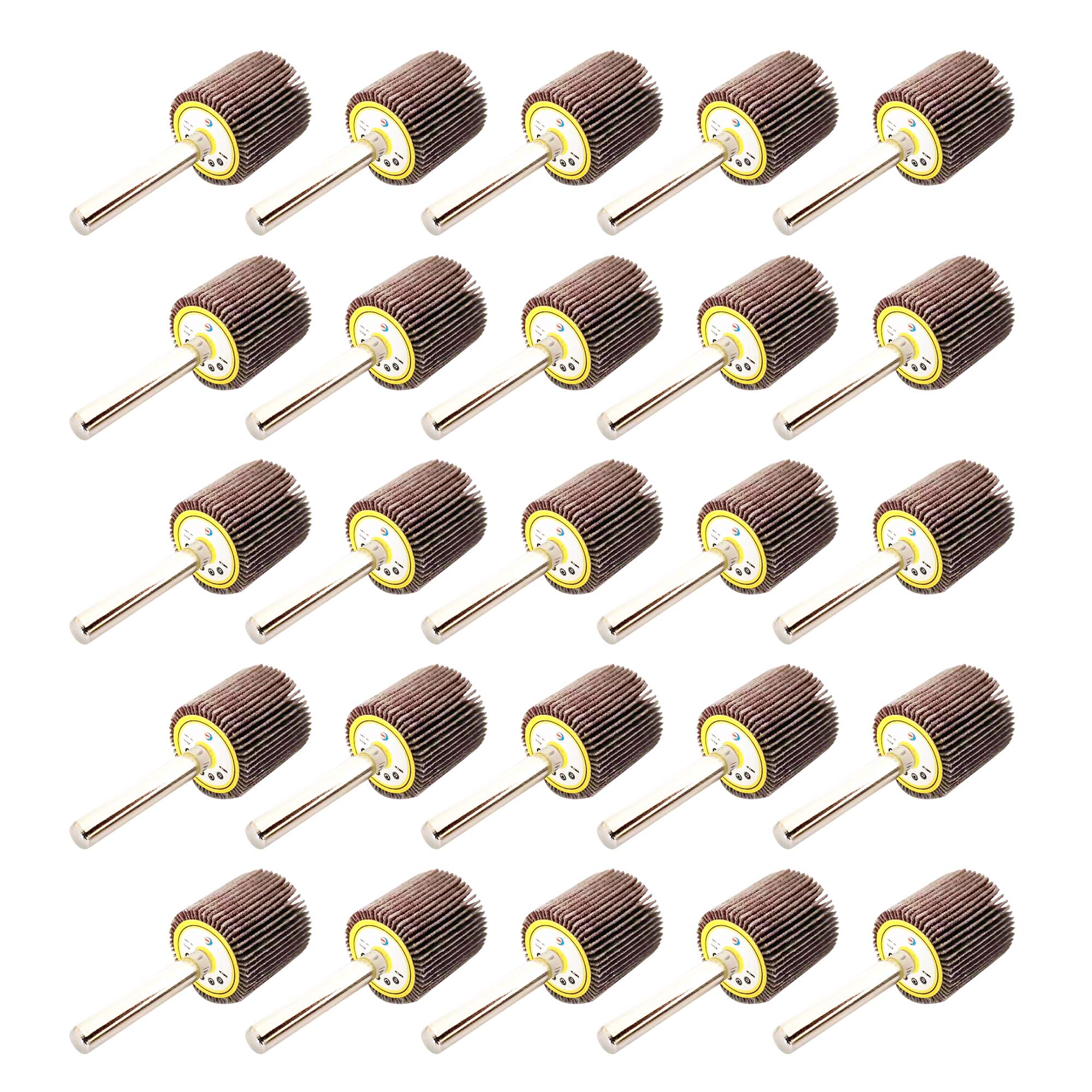 WA 25 PIÈCES - Disques à lamelles montés en oxyde d'aluminium durable haute performance de qualité industrielle 19x19x6 mm avec tige de 6 mm