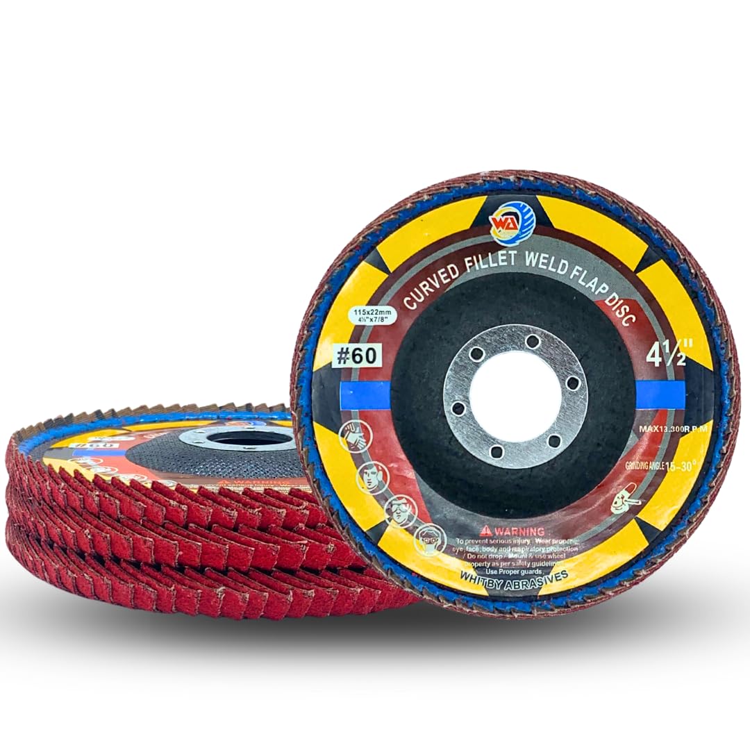 Whitby Abrasives 4-1/2 inch 60 grit curved edge ceramic flap discs, 3 pack
