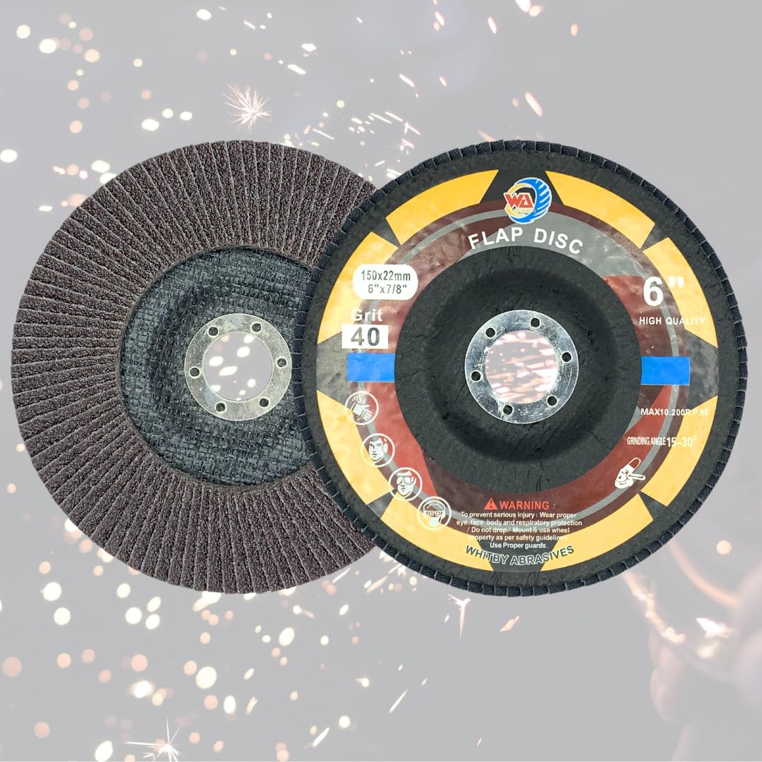 WA 10PACK - Discos de láminas de alta densidad de óxido de aluminio calcinado de 6" x 7/8" para lijadora angular, disco de lijado, muela abrasiva de 150x22mm para metal/acero inoxidable/madera T27