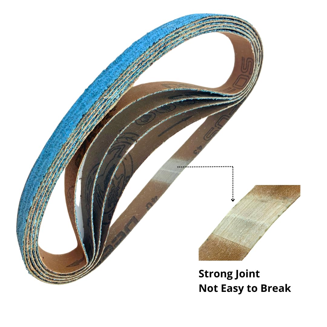 Lot de 10 bandes abrasives en zircon 20x520mm (3/4" x 20-1/2")