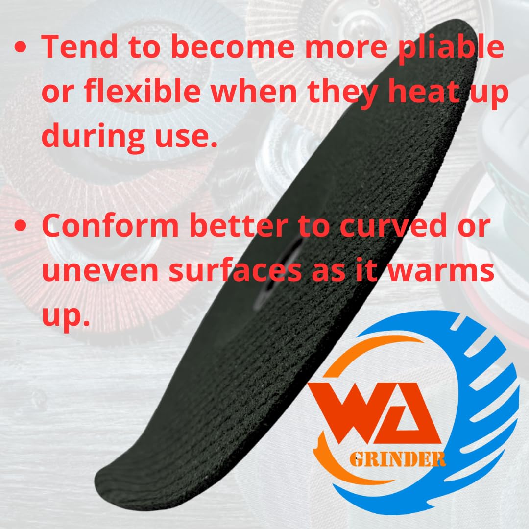 WA PAQUETE DE 10 - Disco de Desbaste Flexible de 5 pulgadas y 46 granos para Metal, Flexibilidad Única Activada por Calor, 5" de Diámetro, 1/8" de Espesor, Eje de 7/8", Centro Deprimido para Amoladora Angular, RPM MÁXIMAS 12200, Grano 46
