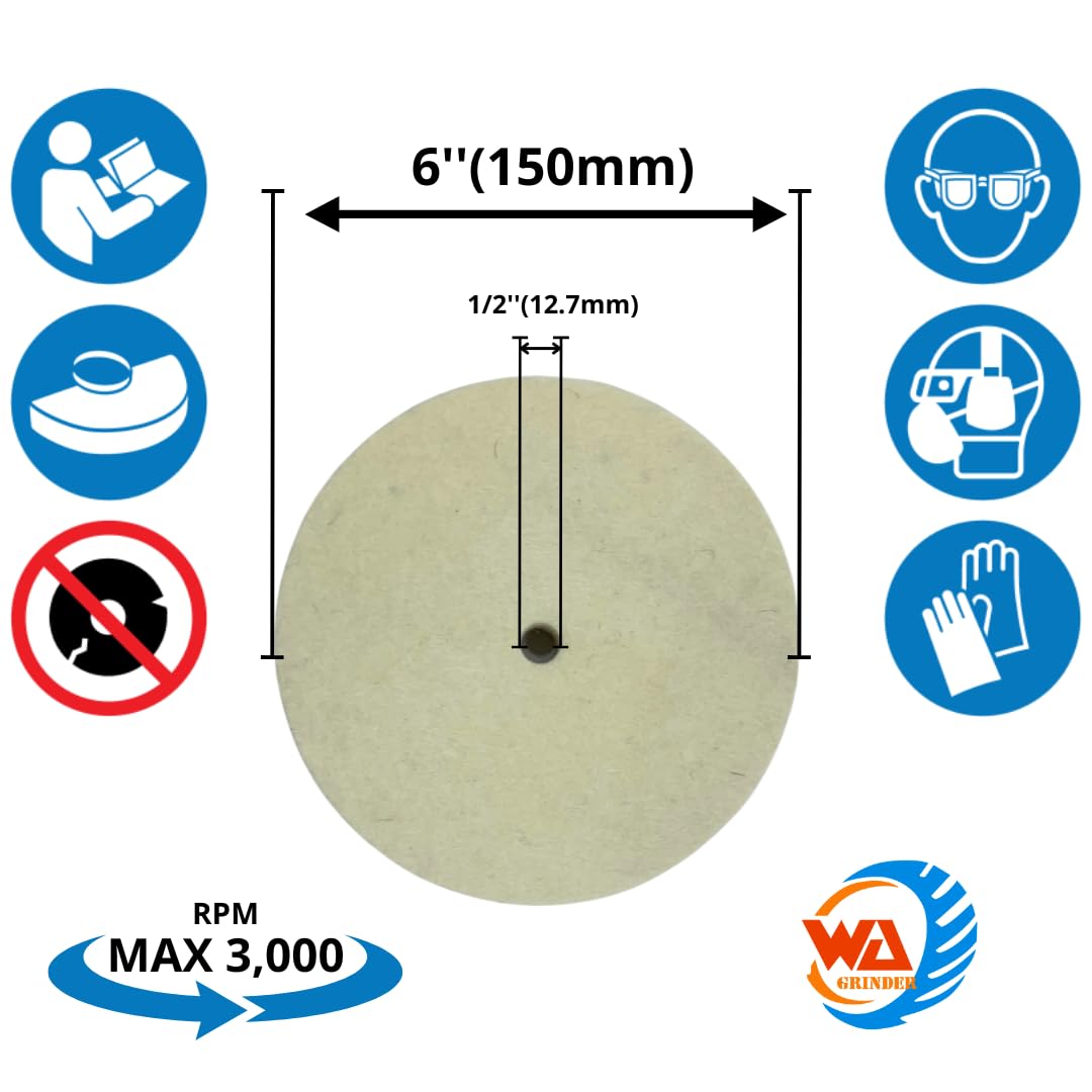 6" x 3/4" Wool Buffing Wheel, Compressed Fine Wool Felt