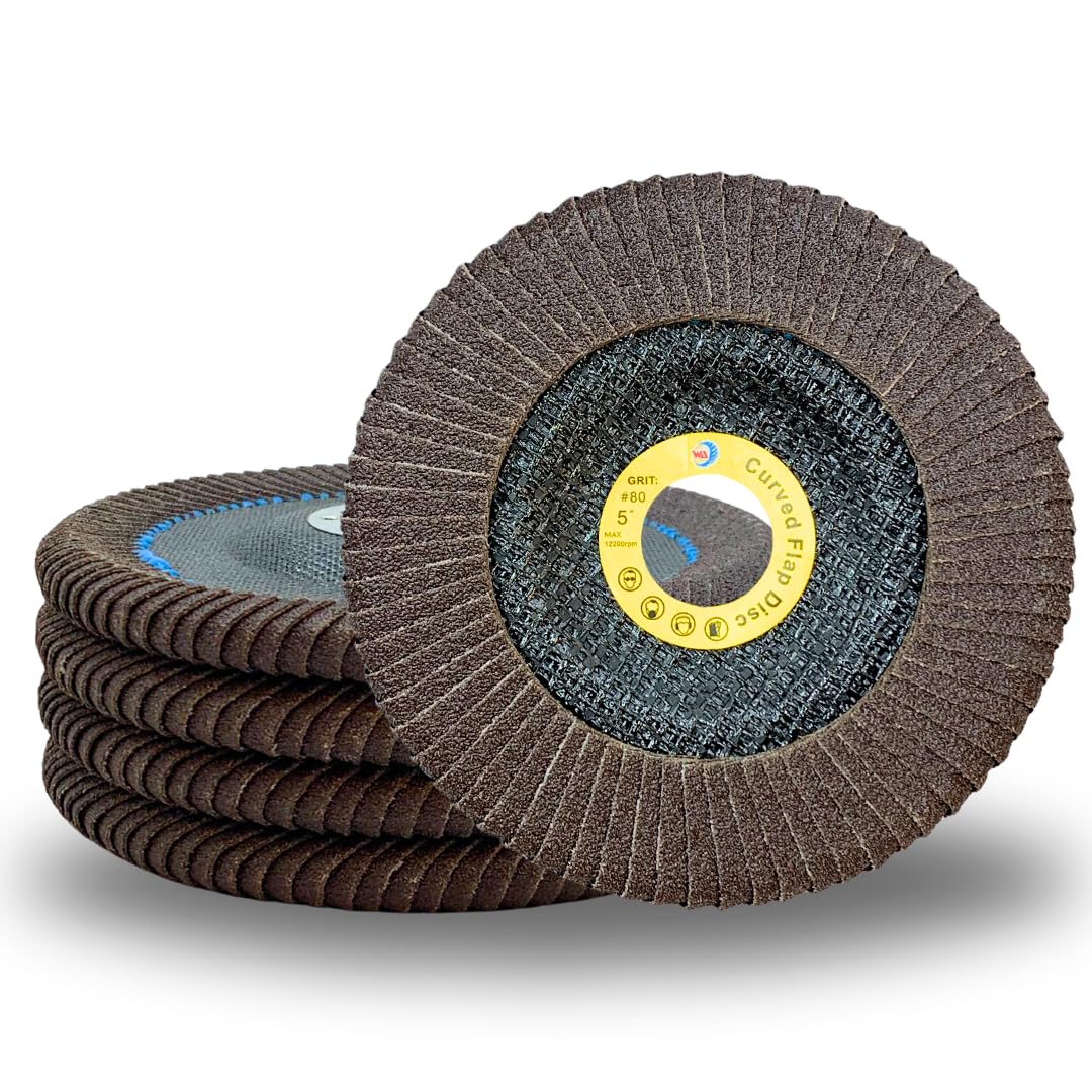 WA PAQUETE DE 5 - Disco de láminas de alúmina calcinada de borde curvo de 5" x 7/8"